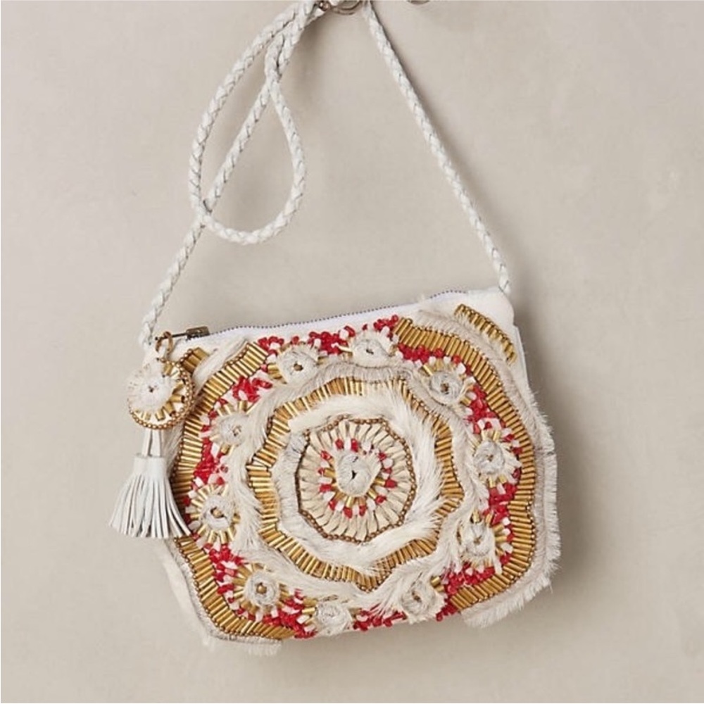 Anthropologie Beaded Velvet Bag